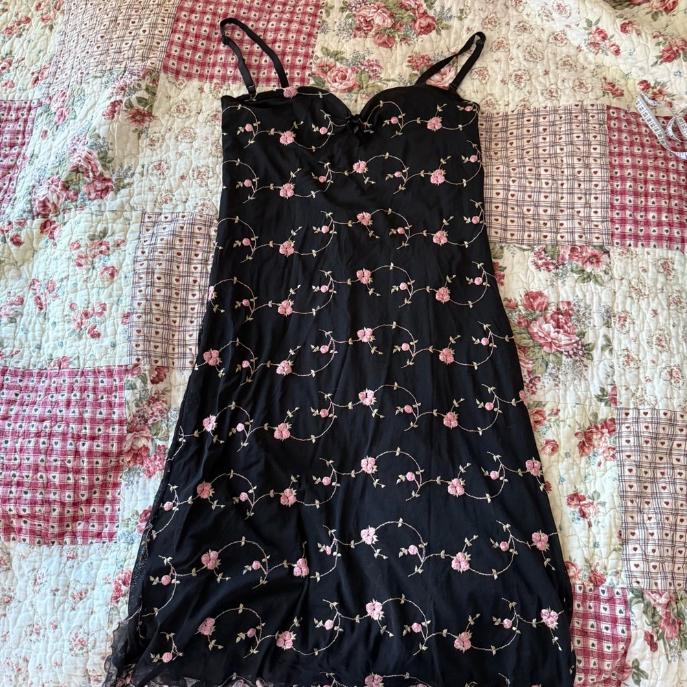 Black Floral Embroidered Dress
